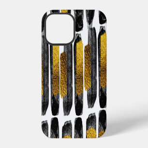 Gilded Artistry: Black & Gold Abstract iPhone 12 Case