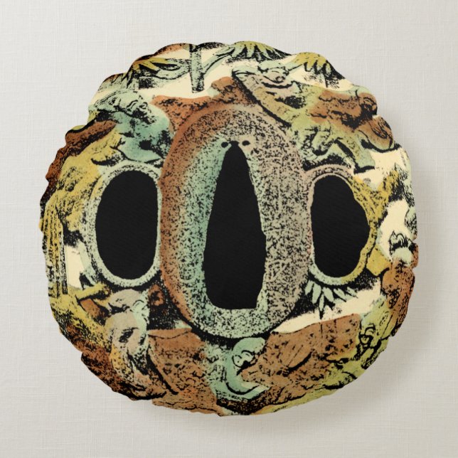 Gilded Asian Medallion by Vision Studio Round Pillow (Front)