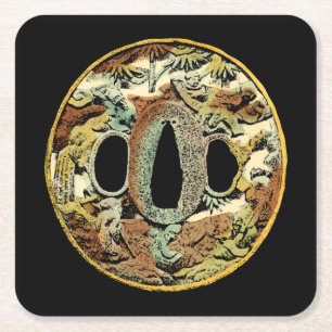 Gilded Asian Medallion by Vision Studio Square Paper Coaster