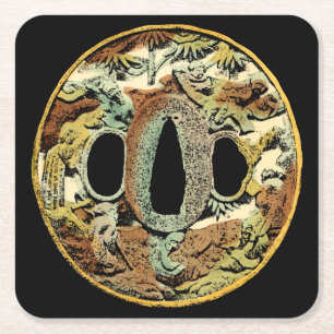 Gilded Asian Medallion by Vision Studio Square Paper Coaster