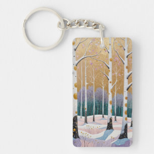 Gilded Aspen Grove: A Winter’s Dream Keychain