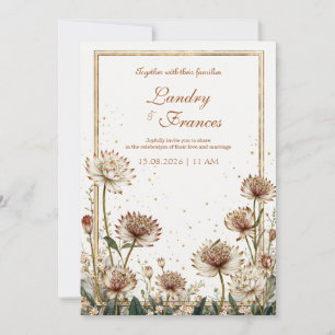 Gilded Astrantia Botanical Cream Wedding Invitation
