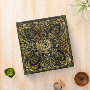 Gilded Black Leather Gold Vintage Book of Shadows Binder