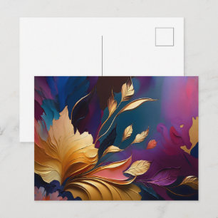 Gilded Bloom – Abstract Floral Composition Postcard