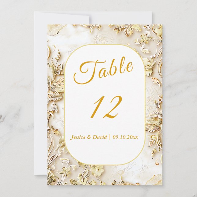 Gilded Bloom Classic Wedding Table Number (Front)