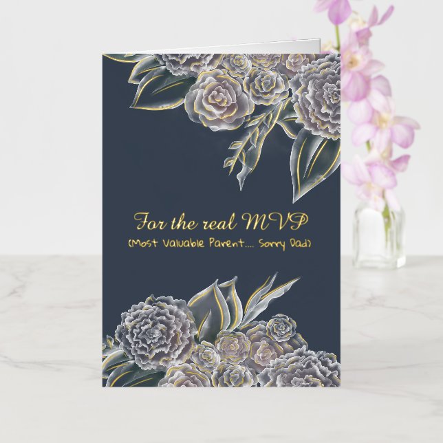 Gilded Blooms: A Sarcastically Golden Mother Day Foil Greeting Card (Orchid)
