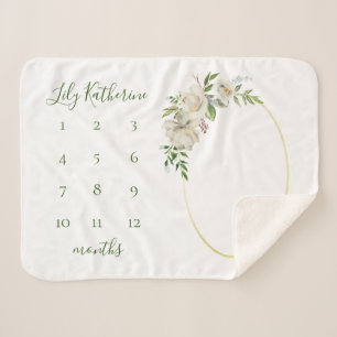 Gilded Blooms Baby Name Milestone Photo Sherpa Blanket