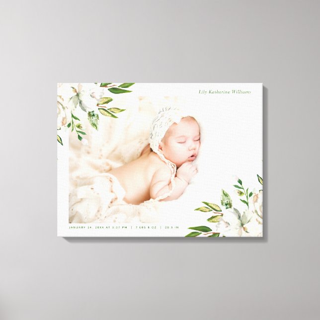 Gilded Blooms Baby Photo Keepsake Canvas Print (Front)