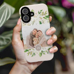 Gilded Blooms Blush | Monogrammed Photo iPhone 16 Case<br><div class="desc">Affordable custom printed phone cases personalized with your photos and text. This pretty feminine design has a painted floral border in shades of white, green and gold on blush pink background. Add your own custom photo and personalize it with your monogram initial or other custom text in a circle frame....</div>