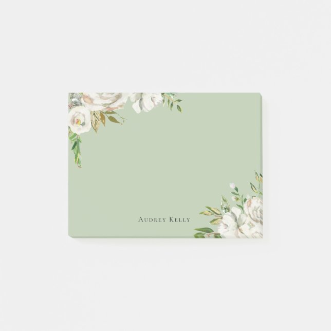 Gilded Blooms Personalized Monogrammed Post-it Notes (Front)