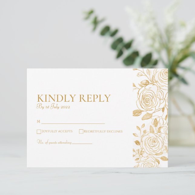 GILDED Blooms RSVP Card (Standing Front)