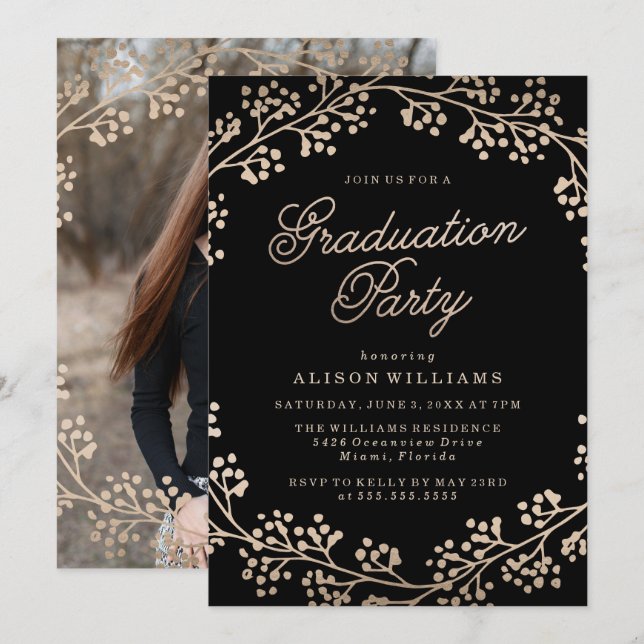 Gilded Bronze Graduation Party Invitation (Front/Back)