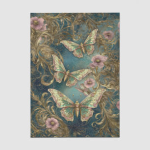 Gilded Butterfly Elegance - Art Nouveau Floral Tis Tissue Paper