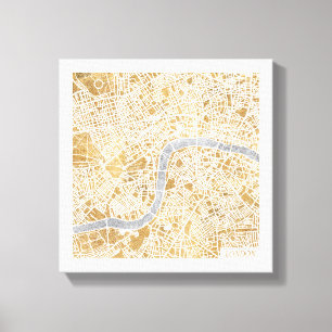 Gilded City Map Of London Canvas Print