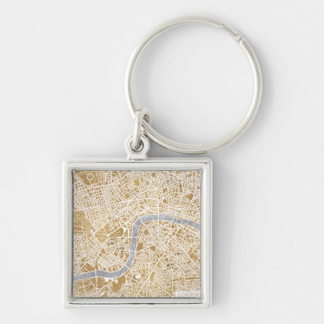 Gilded City Map Of London Keychain (Front)