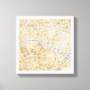 Gilded City Map Of Paris Canvas Print
