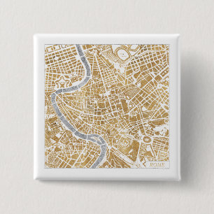 Gilded City Map Of Rome 2 Inch Square Button