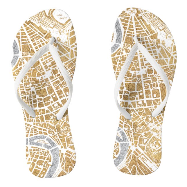 Gilded City Map Of Rome Flip Flops (Footbed)
