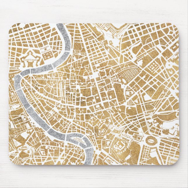 Gilded City Map Of Rome Mouse Pad (Front)