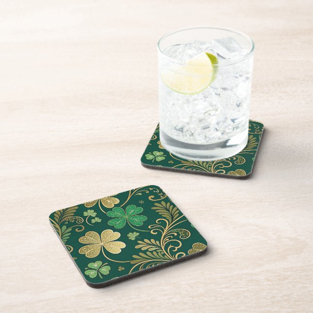 Gilded Clover Flourish Coaster (Right Side)