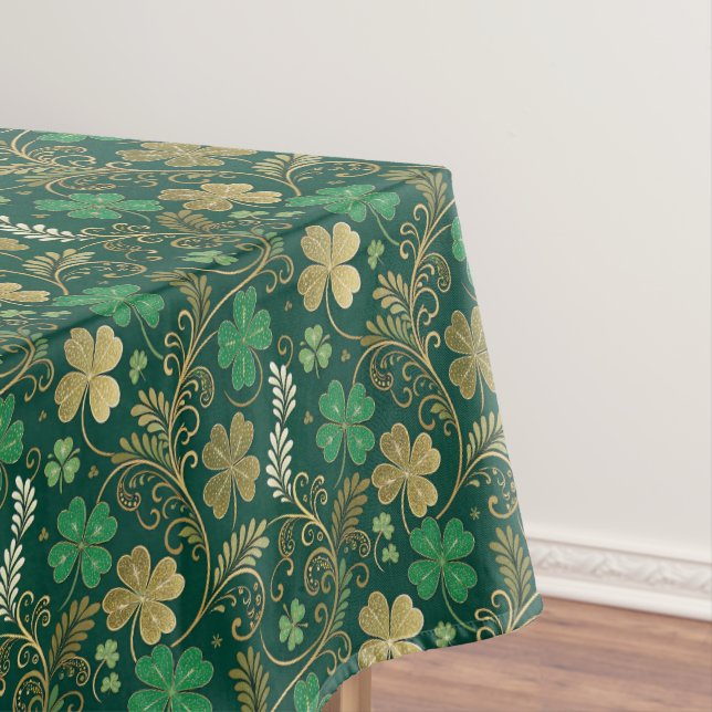 Gilded Clover Flourish Tablecloth (In Situ)