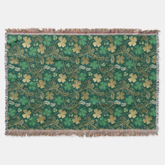 Gilded Clover Flourish Throw Blanket (Front)
