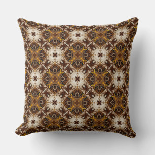 Gilded Cocoa Medallion Throw Pillow