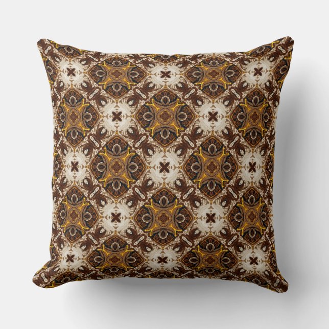 Gilded Cocoa Medallion Throw Pillow (Front)