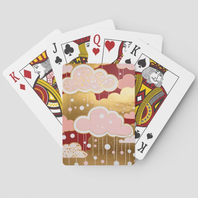 Gilded Crimson Rainfall Playing Cards (Back)