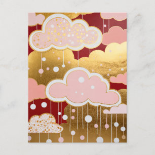 Gilded Crimson Rainfall Postcard