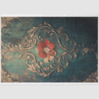 Gilded Damask Emerald Green Patina