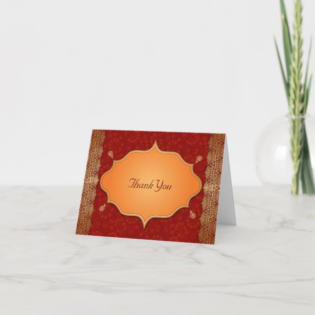 Gilded Edge Indian Frame Wedding Thank You (Front)
