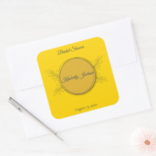 Gilded Elegance Circle Bridal Shower Square Sticker