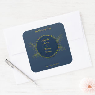Gilded Elegance Circle Wedding Square Sticker