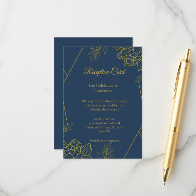 Gilded Elegance Wedding Reception Enclosure Card (Front/Back In Situ)