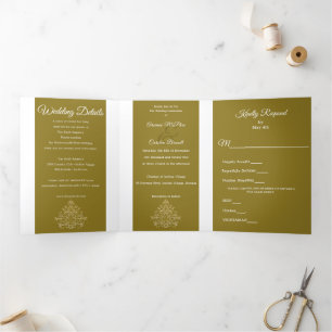 Gilded Elegance Wedding Tri-Fold Invitation