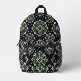 Gilded Emerald Mandala Printed Backpack