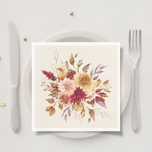 Gilded Fall Terracotta Floral Napkin