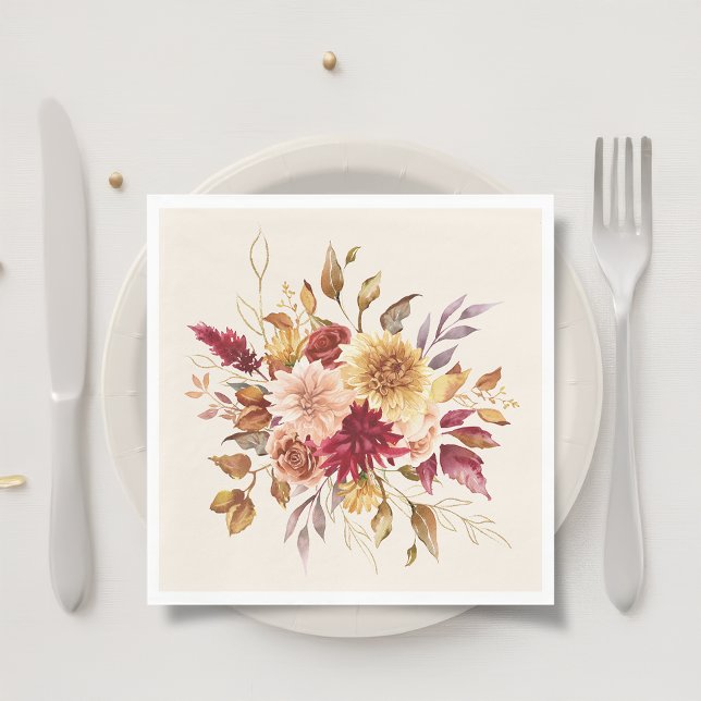Gilded Fall Terracotta Floral Napkin (Creator Uploaded)