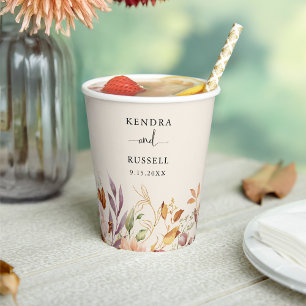 Gilded Fall Terracotta Floral Paper Cups