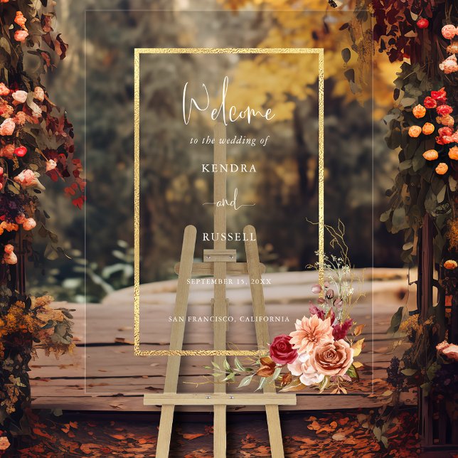 Gilded Fall Terracotta Floral Welcome Acrylic Sign (Creator Uploaded)