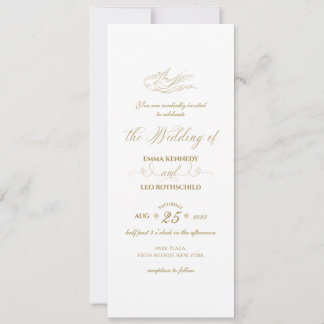 Gilded Faux Gold Calligraphy Romantic Wedding Invitation