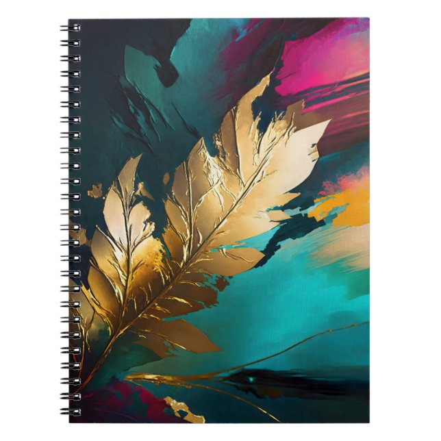 Gilded Feather – Luxe Abstract Elegance Notebook (Front)