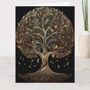 Gilded Fibonacci Tree Art Card
