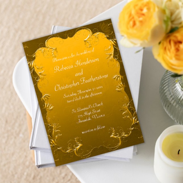 Gilded Filigree Vintage Gold Wedding Invitation (Creator Uploaded)