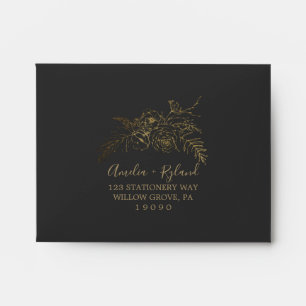 Gilded Floral Charcoal Grey Self-Addressed RSVP Envelope