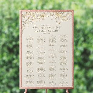 Gilded Floral Cream Alphabetical Seating Chart