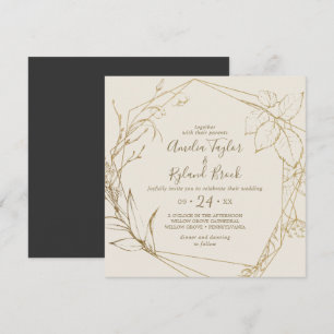 Gilded Floral   Cream and Gold Geometric Wedding Invitation