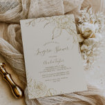 Gilded Floral | Cream and Gold Lingerie Shower Invitation<br><div class="desc">This gilded floral cream and gold lingerie shower invitation is perfect for an elegant wedding shower. The modern boho design features a whimsical arrangement of faux gold foil hand drawn flowers, leaves and botanicals on a cream background. Personalize the back of the card with the name of the guest of...</div>