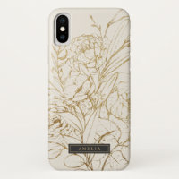 Gilded Floral Cream and Gold Personalized Name